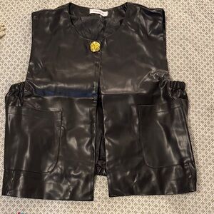 Black Faux Leather Vest Size Medium